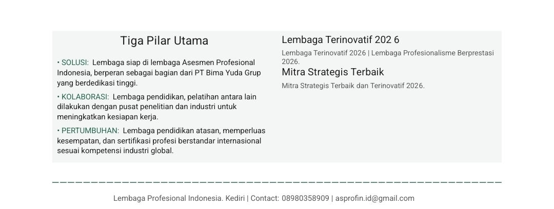 Inovasi Vokasi dan Sertiﬁkasi: Asesmen Profesional Indonesia Siapkan SDM Berdaya Saing Global di Kediri, Jawa Timur.